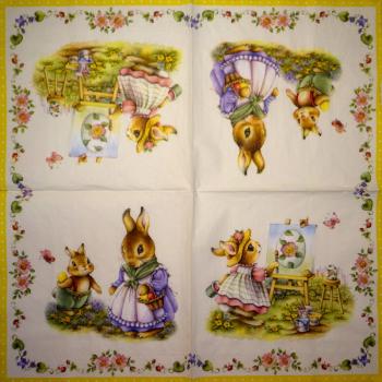 239 Hasen: unnatürlich - 3-lagig  - WIDA - 35x35 cm